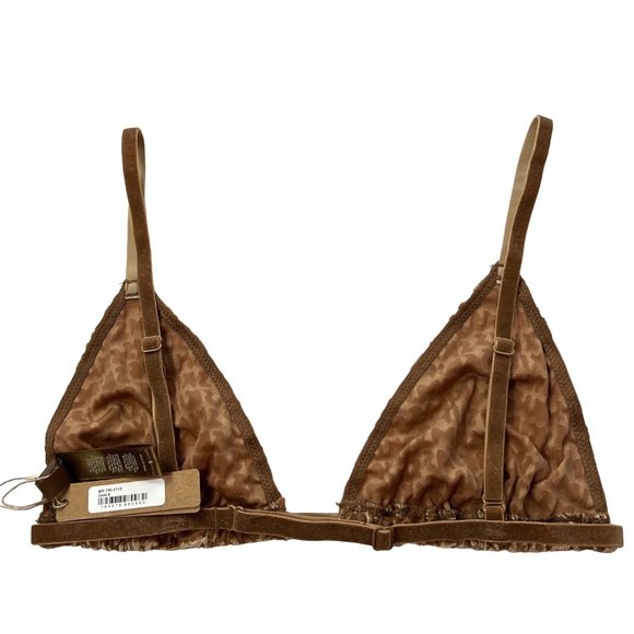 SKIMS Velvet Burnout Triangle Bralette Chai Womens Small‎ - Picture 2 of 9